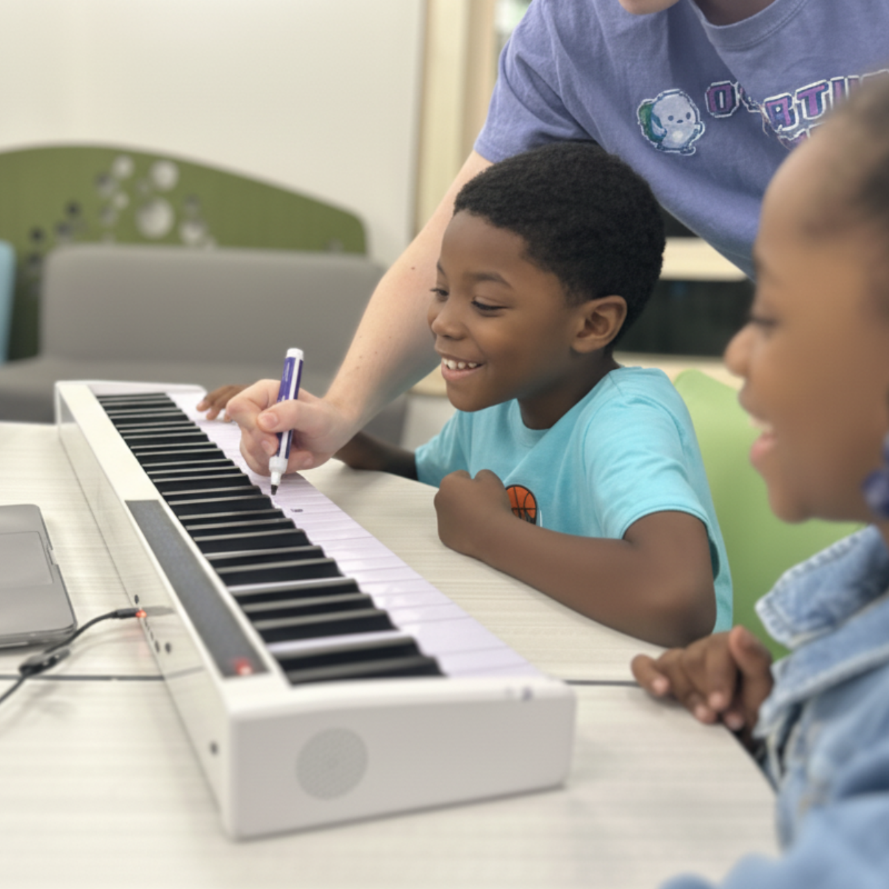Student engaged in a creative technology activity